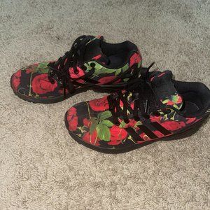 Womens Adidas Torsion Red Rose Printed Sneakers